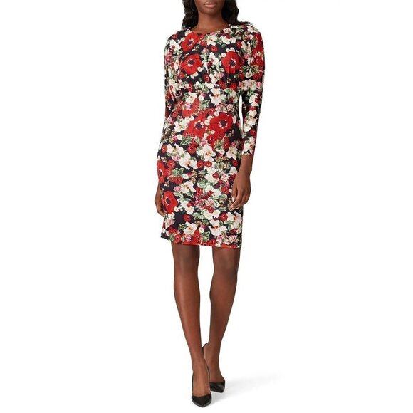 Alexia Admor Black Red Dolman Sleeve Floral Sheath Dress $225 - Picture 3 of 10